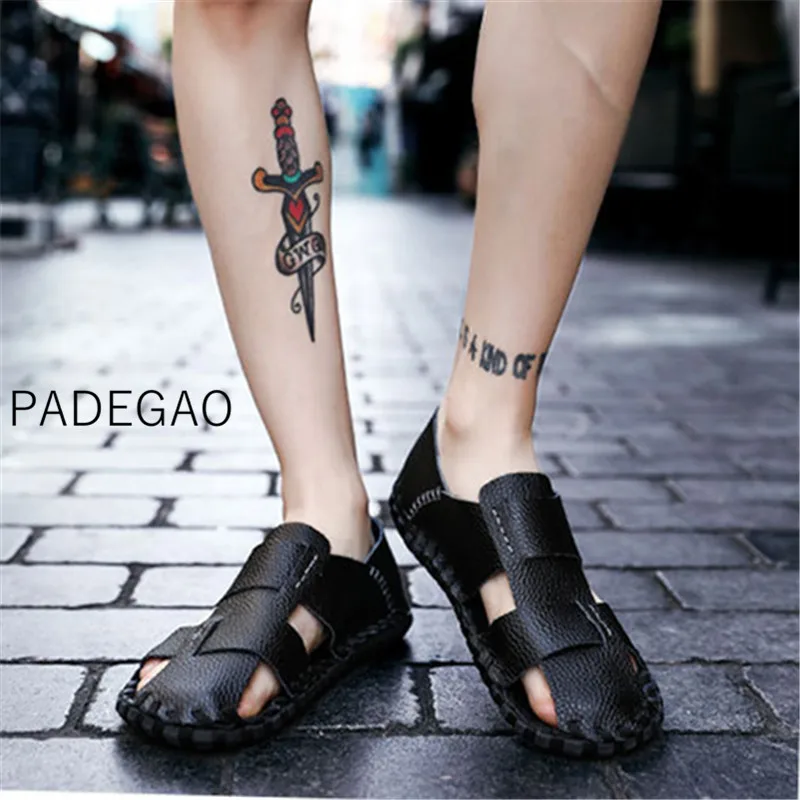 Men Sandals Genuine Leather Gladiator Casual Beach Shoes Fashion Non Slip Confortable Mans Sandal