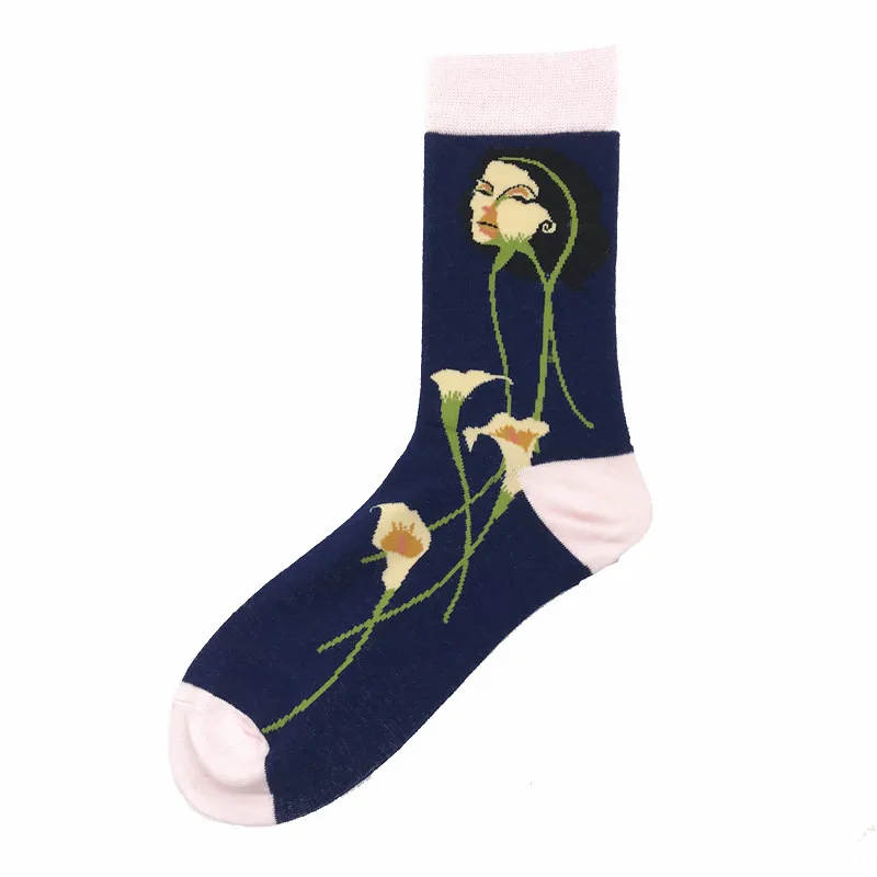 socks 10 Женские носки с милыми цветами и абстрактным рисунком; хлопковые короткие креативные женские носки с животными; теплые забавные Kawaii зимние носки до щиколотки - Цвет: socks 10