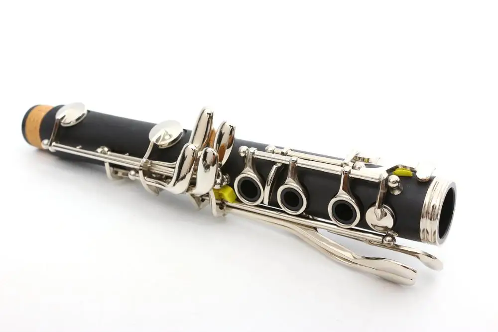 YInfente Professional Clarinet Ebonite Body Nickel Plated Bb Key 17 key Two Barrels