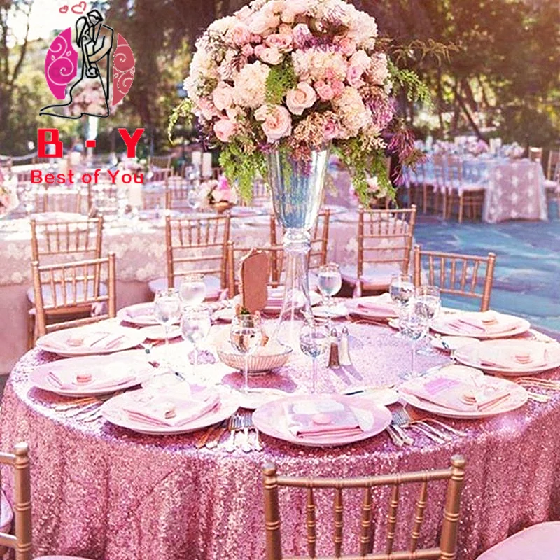 Hot Pink Glitter Sequin Tablecloth Wedding Engagement Reception Party Decoration 