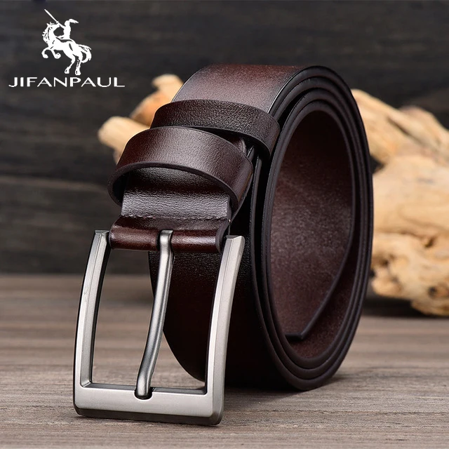 JF03 3.8CM Coffee JIFANPAUL бренд подлинный мужской модный кожаный ремень сплав Материал Пряжка Бизнес Ретро Мужские джинсы дикие ремни высокого качества - Цвет: JF03 3.8CM Coffee
