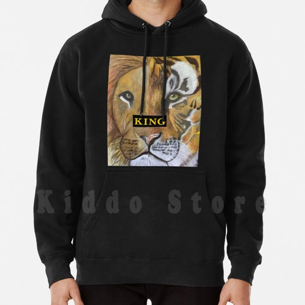 Felpa Con Cappuccio Tiger King Manica Lunga Tiger King Lion King Animal King Of The Jungle Testa Di Leone Testa Di Tigre Bigcat