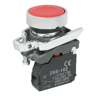 

Red Cap 1NC 2-Terminal Button Switch 6A AC 240V ZBE-102 SPST