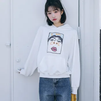 

Women Fashion Sweatshirt Cute Cartoon Printed Hooded Top Casual Femme Long Sleeves Pullovers