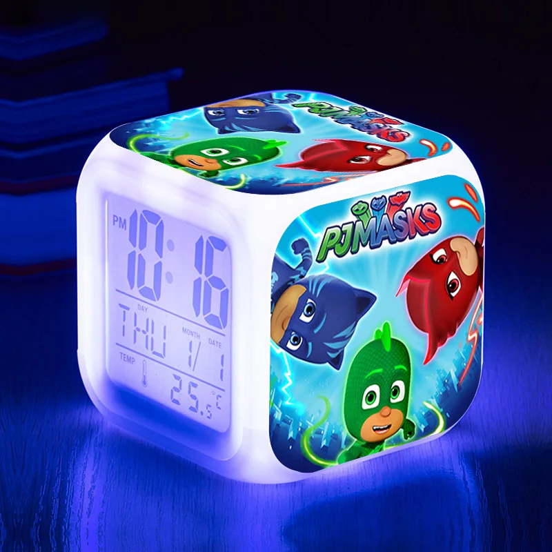 Pj Masks СВЕТОДИОДНЫЙ Красочный ночной Светильник с мультяшным рисунком, будильник, кошачий патруль, овлетка, Гекко, Pj Mask Juguete, часы, игрушки для детей, подарок на день рождения