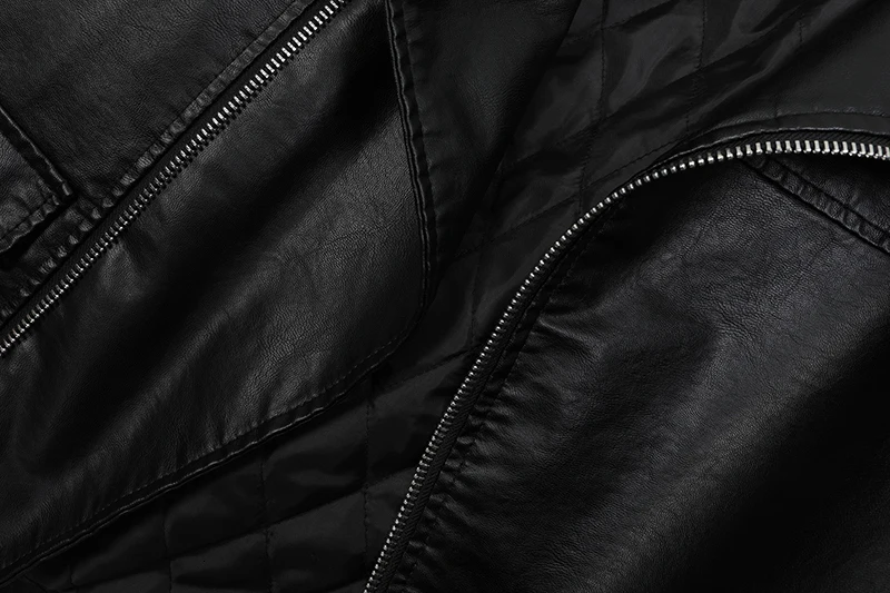 [EAM] Loose Fit Black Zipper Big Size Pu Leather Jacket New Lapel Long Sleeve Women Coat Fashion Tide Autumn Winter 1K557