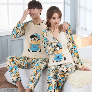 

Coral couple pyjamas men and women autumn/winter long sleeve less plush home suit thickened