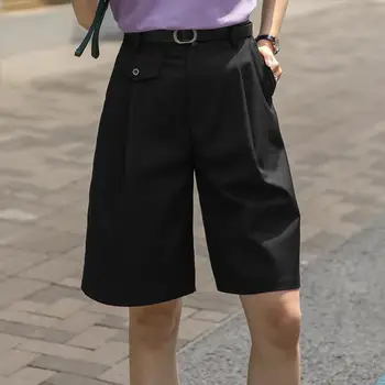 

Loose Buttons Solid Shorts 2020 Fashion Female Elegant OL Shorts Wide Plus Size Leg Trousers Casual Women VONDA Summer Shorts