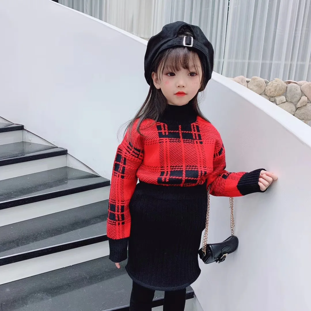 

Children's clothing 2019 winter new children's suit girls girls sweater skirts 2-piece winter new suit