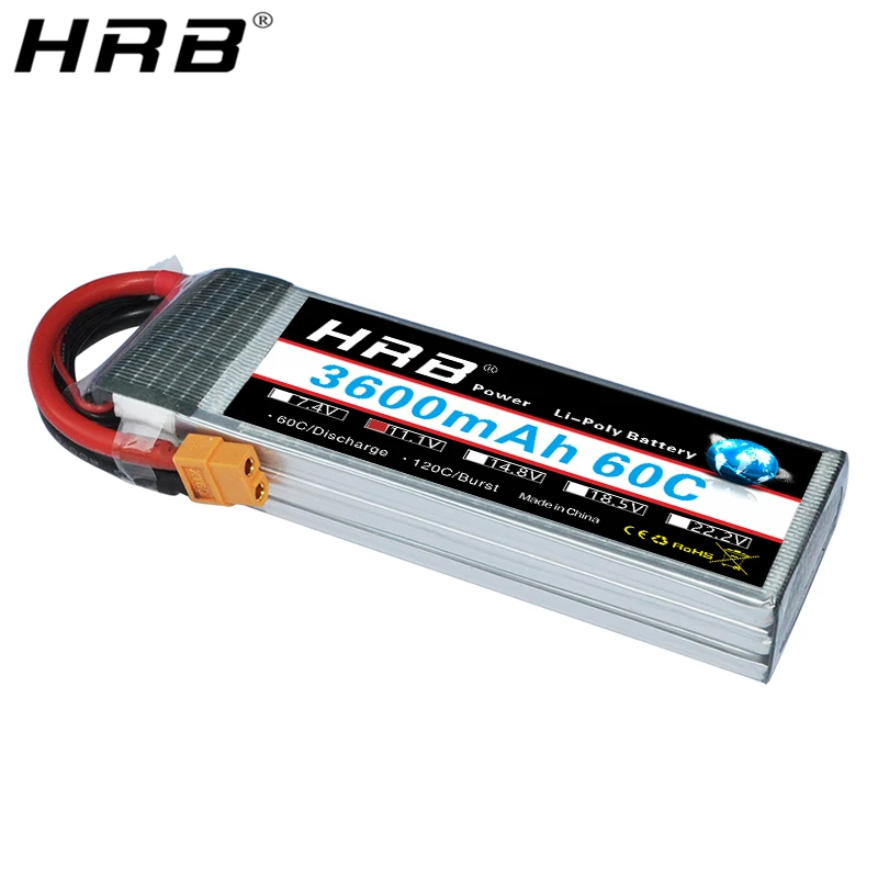 

HRB 11.1V 3600mah Lipo Battery 3S XT60 T Deans TRX XT90 EC5 For Airplanes Aircraft Drone Cars Truck Bait Boats RC Parts 60C AKKU