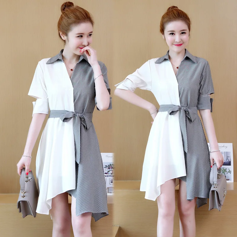 

Summer Wear Nursing Clothes 2018 New Style Nursing Irregular Joint Bow Lace-up Nursing Dress