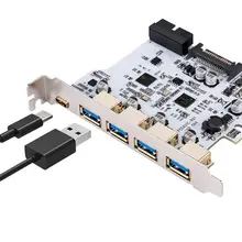 Добавить на карту USB 3,0 PCI-E Тип C карта расширения PCI Express PCI-E к USB 3,0 контроллер 5 портов+ 1 порт USB 3,1 карта PCI-E адаптер