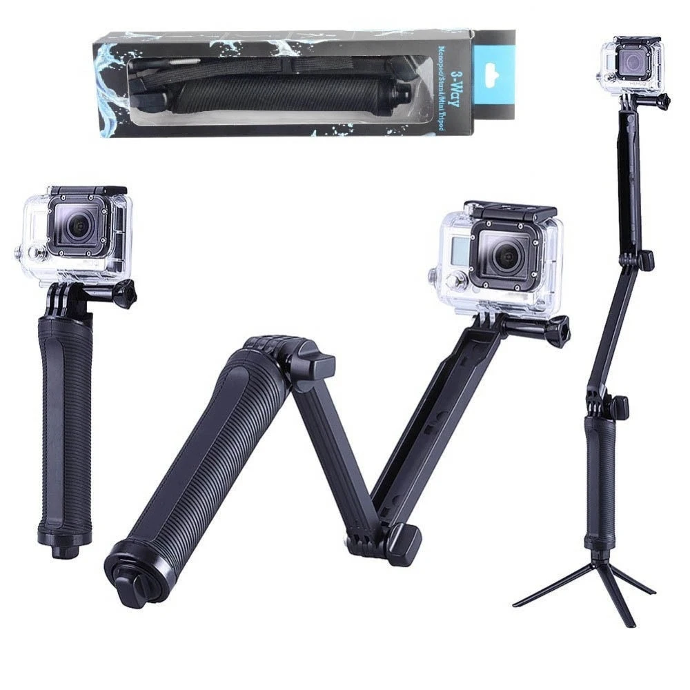 

For Go Pro 3 Way Tripod Grip Waterproof Monopod Selfie Stick Stand for GoPro Accessory Hero 7 6 5 4 Session for Yi 4K Sjcam Eken