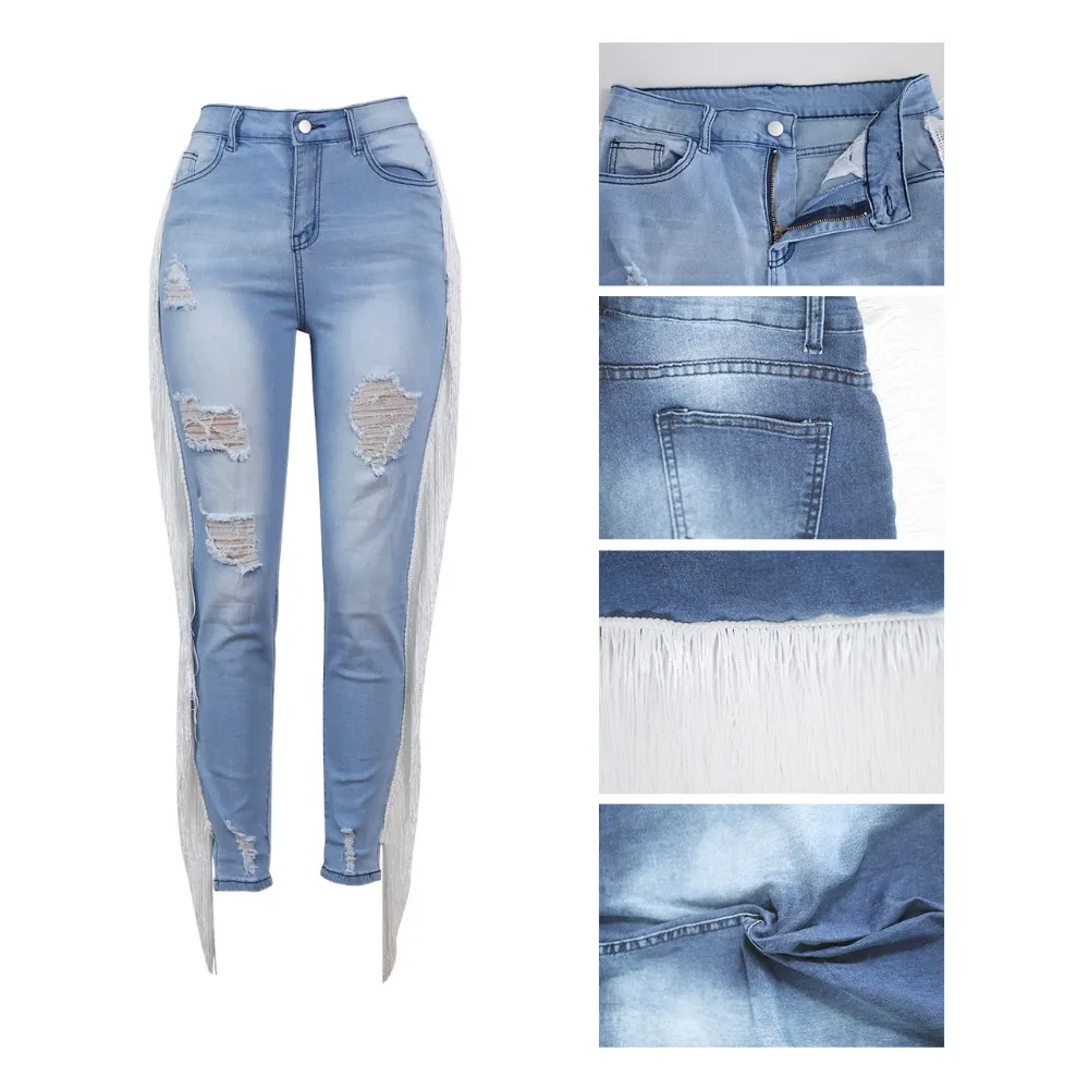 Женские Летние Осенние повседневные джинсы-карандаш с высокой талией на молнии, джинсовые шорты с кисточками, модные штаны GLQ311
