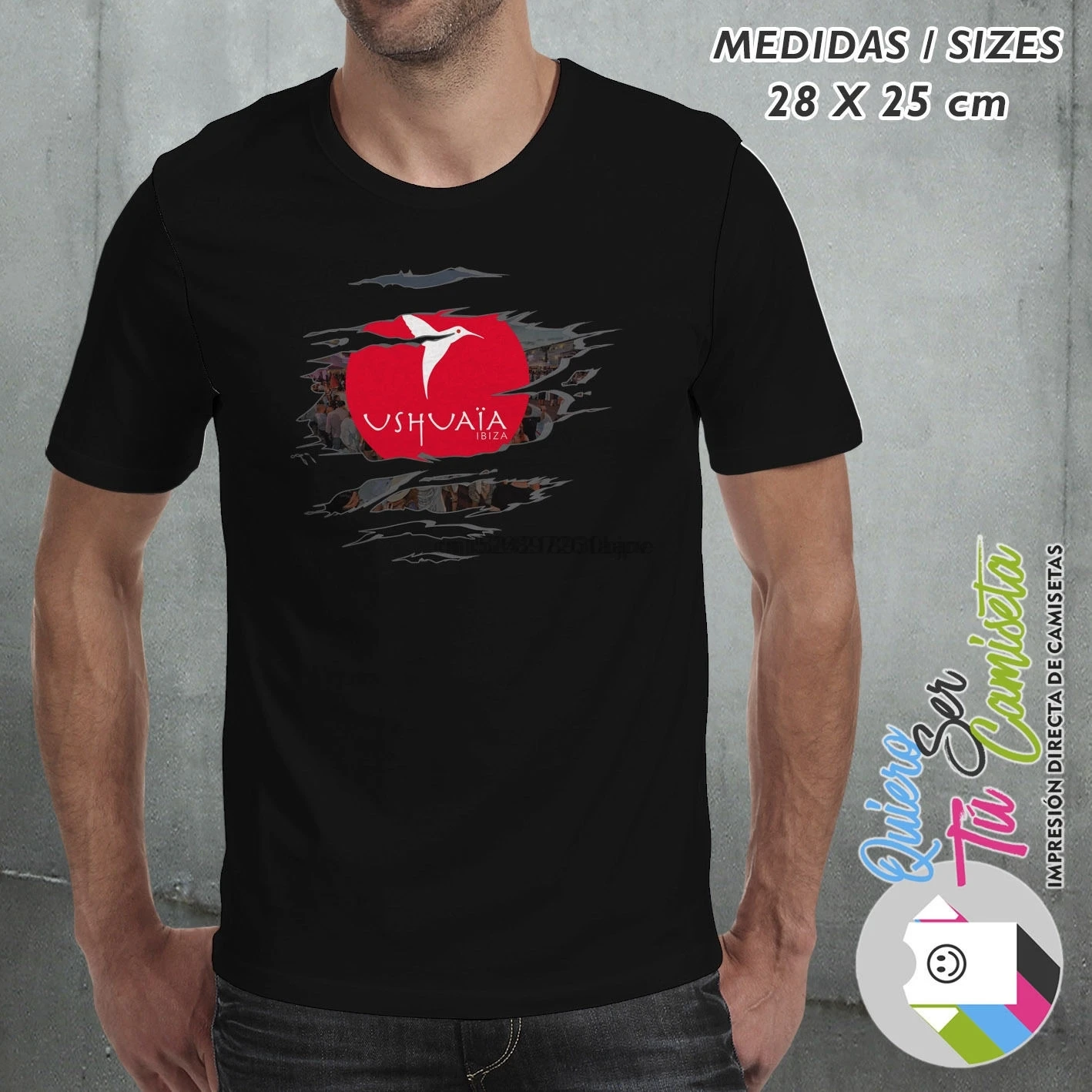 

CAMISETA USHUAIA IBIZA EFECTO DESGARRADO T-SHIRT ENVIO PENINSULA 2448 H