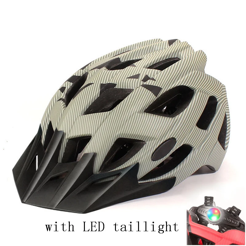 23 Air Vents Aero Bicycle Helmet PC+ EPS Visor BMX Helmet with LED Taillight Racing Cycling Safety Sport Helmets - Color: with Light grey