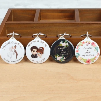 

Personalized logo Keychain with Mirror Print Photo Custom Wedding Favors And Gifts baby shower birthday Souvenirs