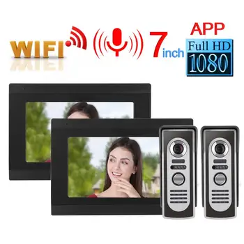 

7in 2V2 Wired Wifi Video Intercom Doorbell System Remote APP Control Waterproof IR 1080P 100-240V Doorbell
