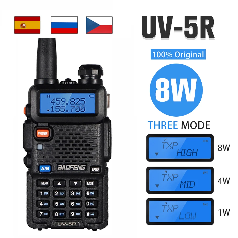 Двухдиапазонная двухсторонняя радиостанция Baofeng UV 5R Walkie Talkie 128CH VHF UHF FM VOX Ham CB Radio