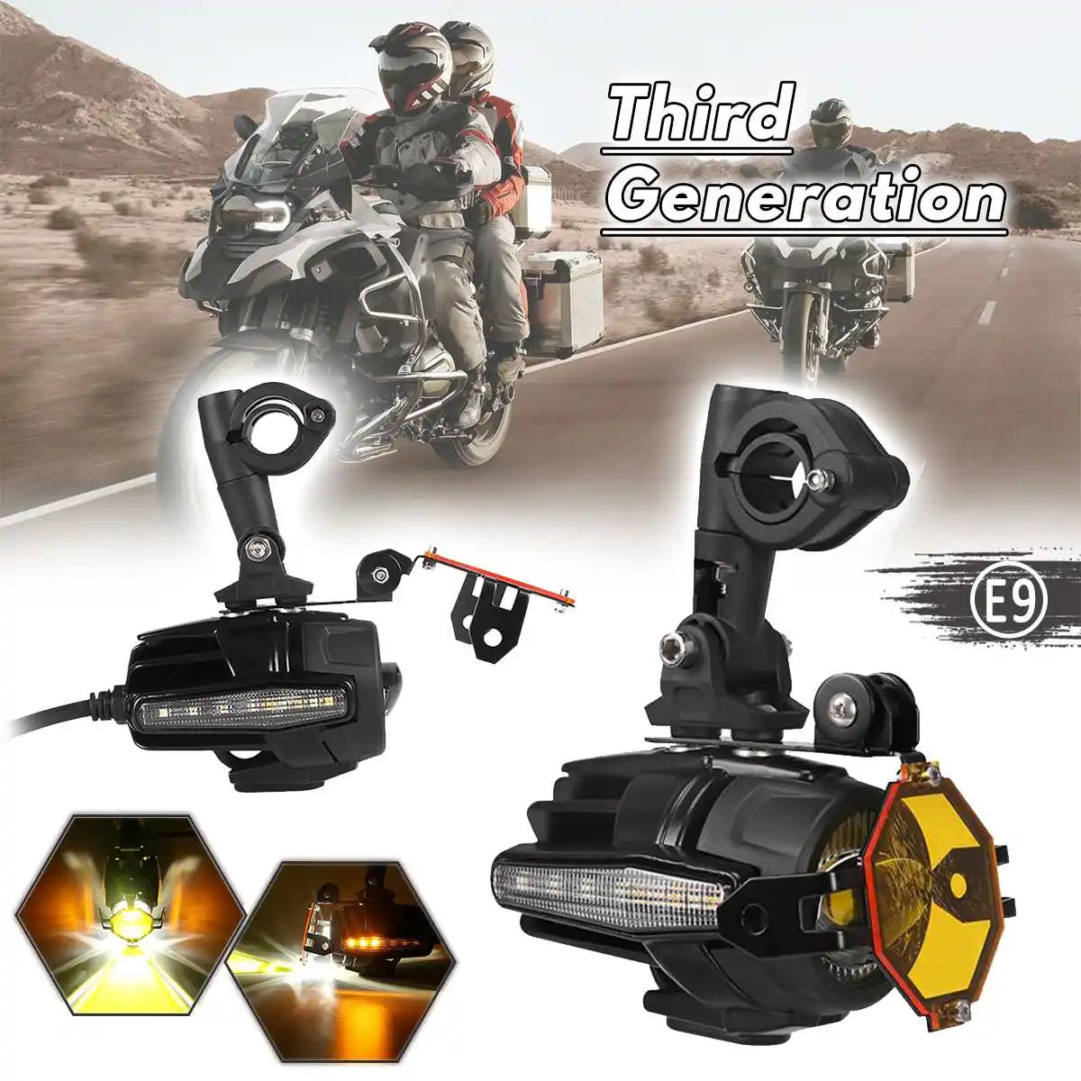 

3 Functions Motorcycle DRL Turn Signal Flash Warning lights LED Auxiliary Fog Light For BMW R1200GS ADV F700GS F800GS Versys-KTM