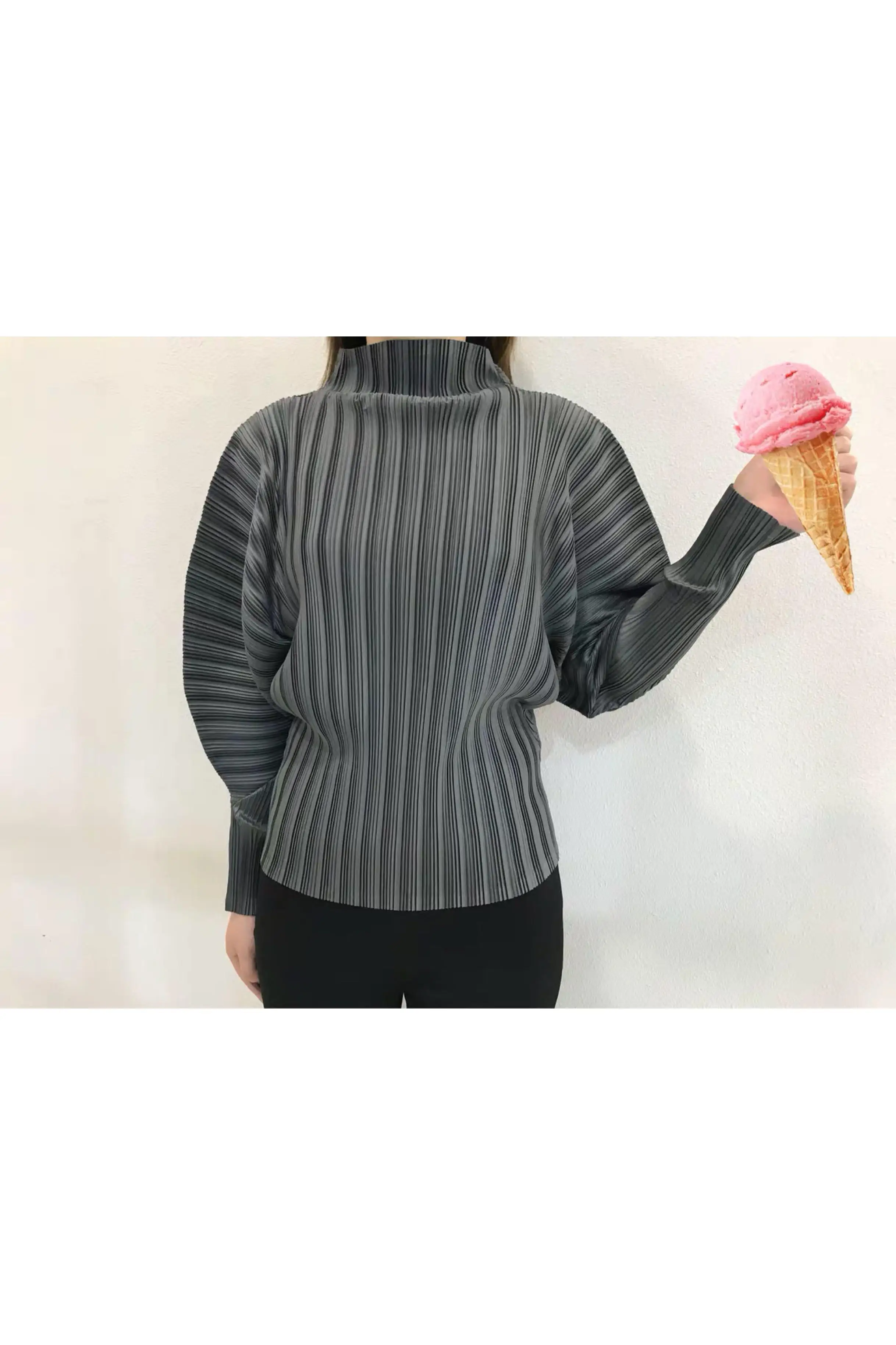 Стиль, топ, плиссированная основная линия, серия, моделирующий Топ, MIYAKE, плиссированная футболка