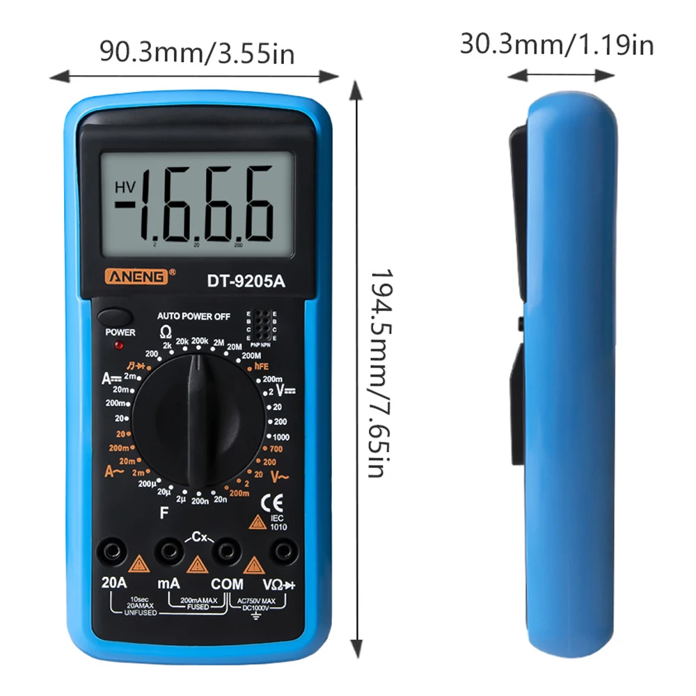 DT-9205a Ручной ЖК-цифровой мультиметр AC DC мультиметр профессиональный тестер Измеритель емкостный вольтметр 1999 счетчиков