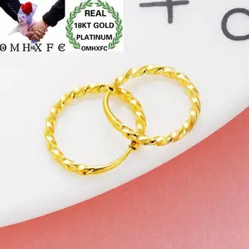 

OMHXFC Wholesale European Fashion Woman Man Unisex Party Wedding Gift Twisted Round 18KT Gold Hoop Earrings ER79