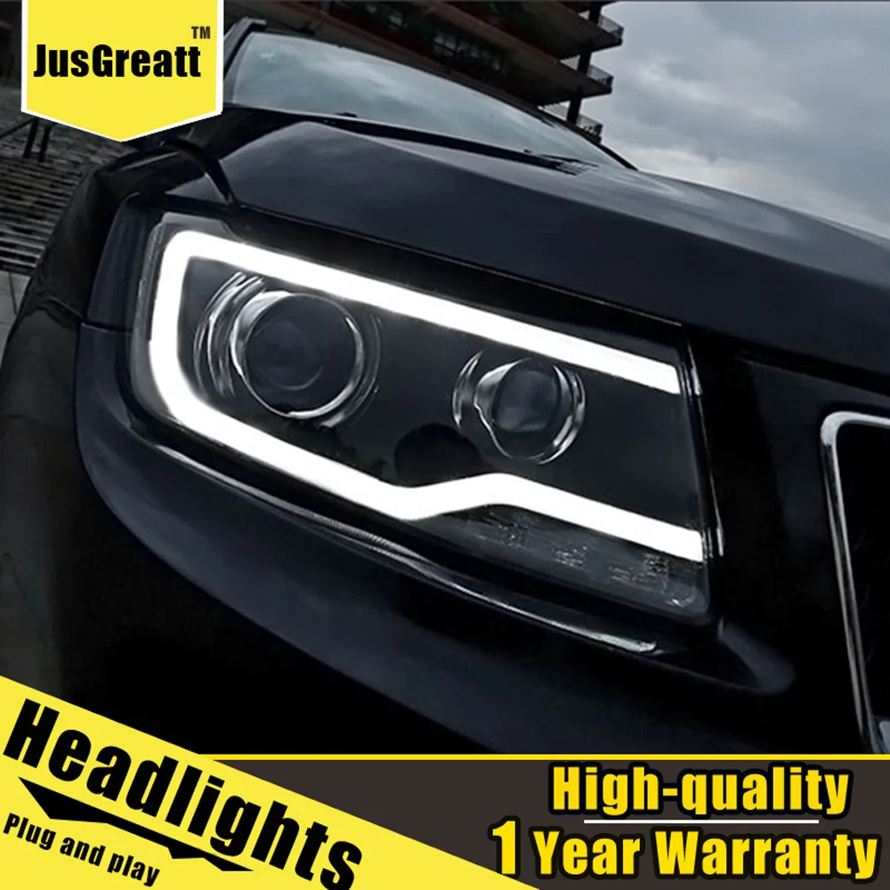 Пара для Jeep Compass светодиодный фары 2011- компас HID фары биксеноновые фары Противотуманные фары Дневные ходовые огни двойные линзы