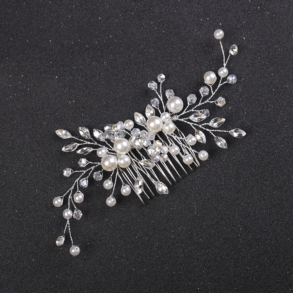 Silver Rose Gold Pearl Hair Comb Handmade Wedding Head Jewelry Women Ornaments Bridal Hair Accessories Trendy Headwear Hair Accessories Bridal Hair Accessories Bridal Jewelry Set