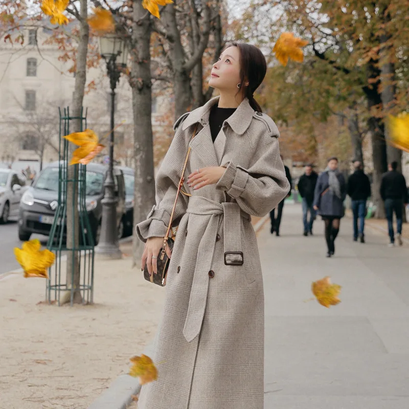 

Photo Shoot Hepburn Wind Loose-Fit Woolen Jacket Women's Mid-length Korean-style 2019 Winter New Style Popular Woolen Overcoat F