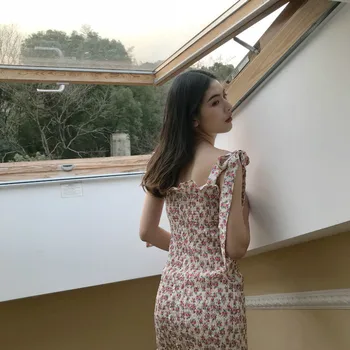 

Estrogen is super hot sexy floral fold tight bind dress female of the type that wipe a bosom summer vacation