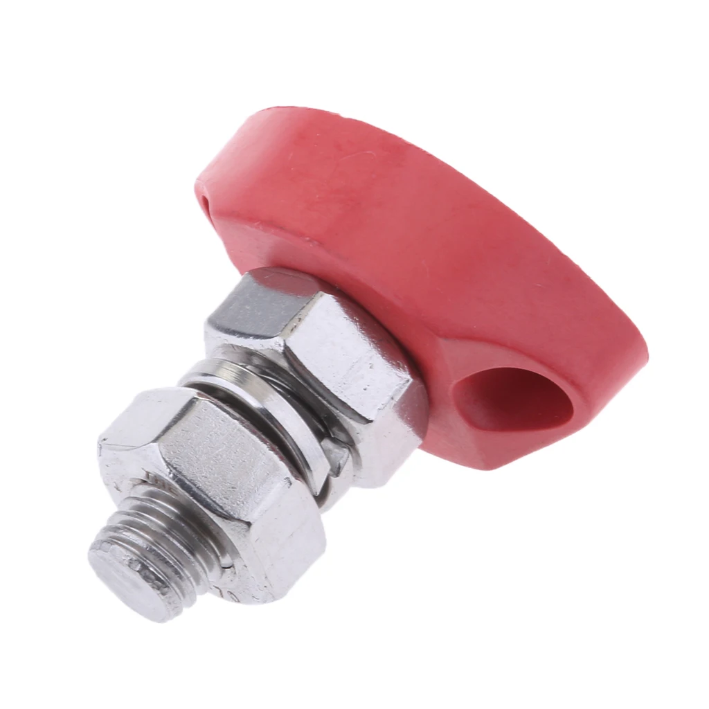 5/16 inch 8mm Single Stud Junction Post - Heavy Duty Positive Power Distribution Block - Red - Stainless Steel