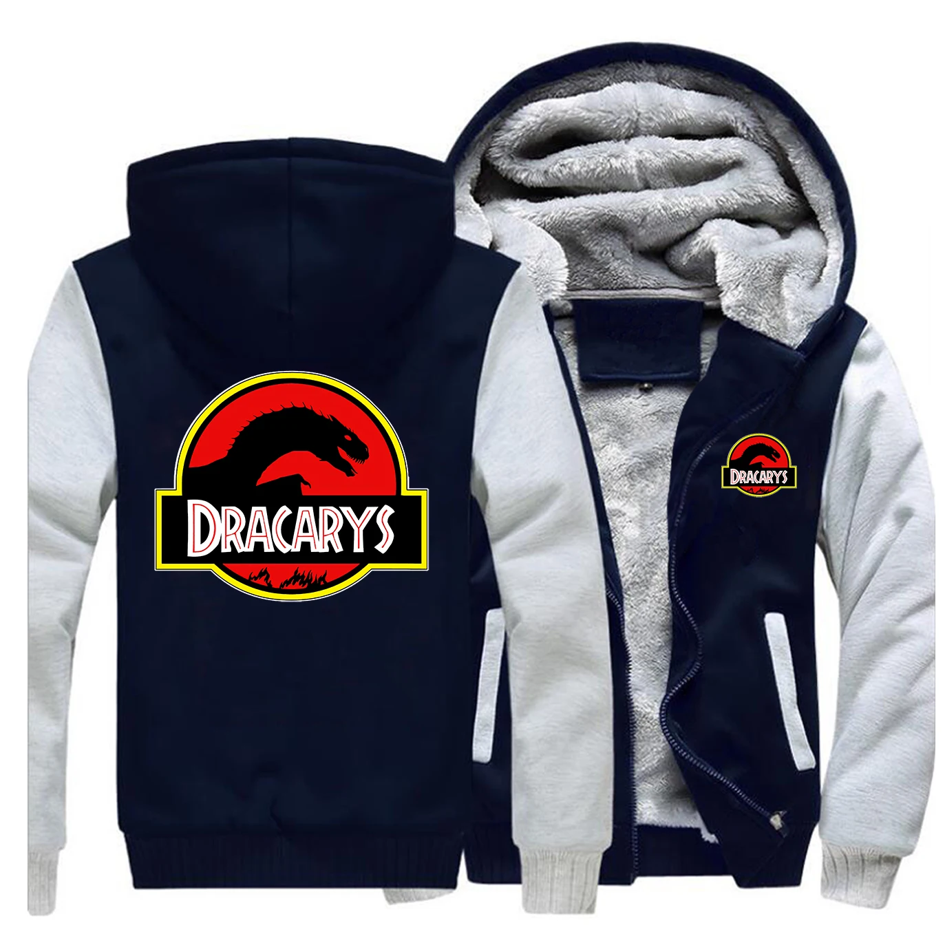 Game Of Thrones Men Thick Winter Fleece Warm Jacket Coat Dracarys Hoodies Coats Zipper Sweatshirt Warm Raglan Streetwear Jackets
