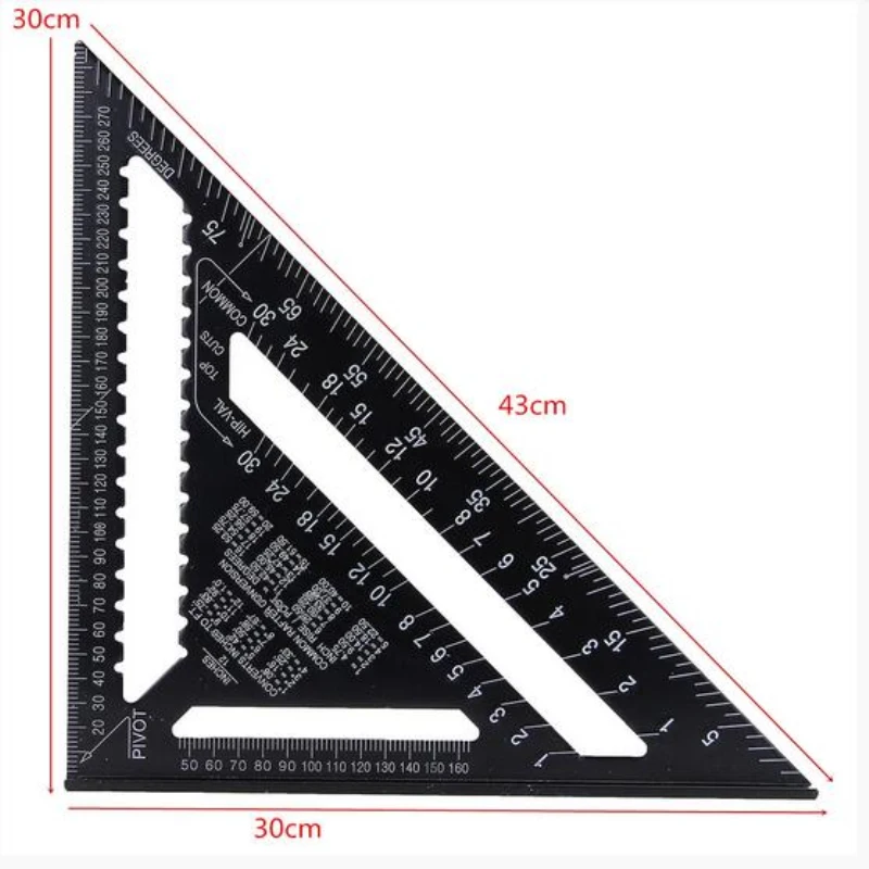 tape measure cm 7/12inch Triangle Ruler 90 degree Square Ruler Angle Protractor Miter Speed Square Measure Ruler Metric Imperial Woodworking Too black tape measure Measurement & Analysis Tools