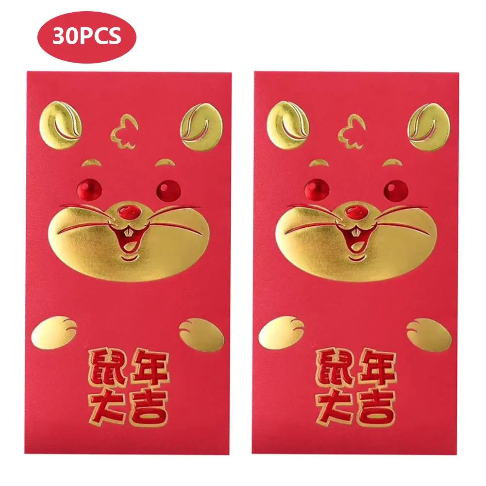 

30PCS Chinese Red Envelopes Lucky Pocket 2020 Chinese New Year Gift Cute Rat Pattern Money Pockets For The Year Of Mouse