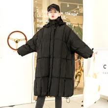 Зимний пуховик в Корейском стиле с рукавом «летучая мышь» для фотосессии, женское элегантное универсальное хлопковое пальто свободного кроя больших размеров