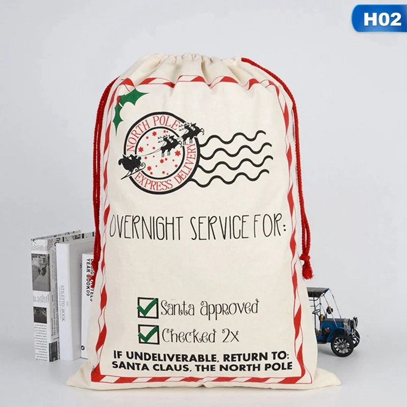 New Year Gift Santa Sacks Personalized Large Santa Claus Bag Custom Christmas Canvas Gift Bags Drawstring Cotton Santa Luvy - Цвет: 2