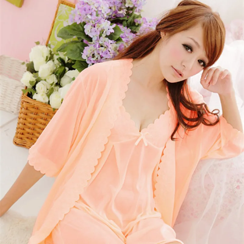 

Summer Viscose Slip Nightdress Fat Mm Plus-sized WOMEN'S Pajamas Summer Sexy Two-Piece Set Lace Pajamas