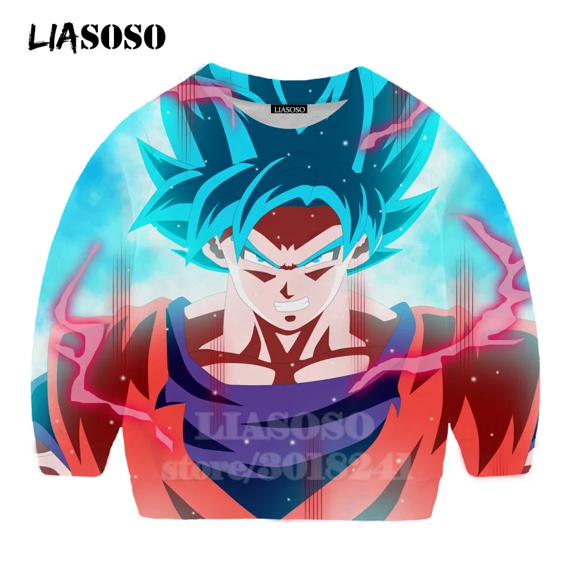 LIASOSO/Детская толстовка с Гоку для подростков и сына, футболка с 3D принтом Dragon Ball Z, детский топ, пуловер с круглым вырезом для мальчиков и девочек, толстовки для малышей, B157-26 - Цвет: 3