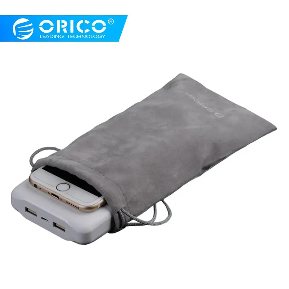 

ORICO SA1810 Velveteen Storage Bag For USB Charger/USB Cable/Phone/Power Bank Protection Portable Bag-Gray