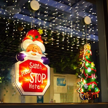 

Christmas LED Window Lights Suction Cup Battery Powered Novelty Hanging Lights Window Light For Christmas Party Decoration Light