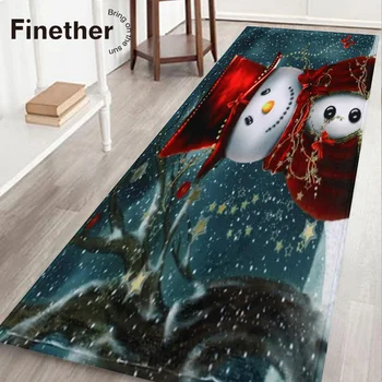 

Skidproof Christmas Snowman Print Bath Rug