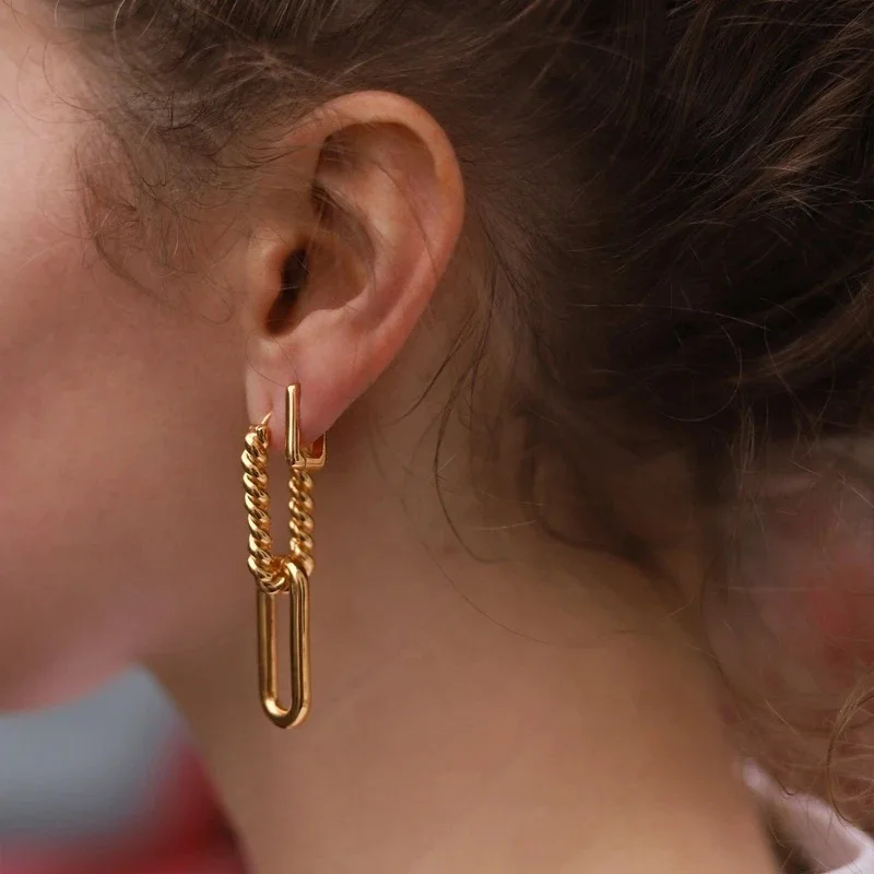 

Punk Chunky Thick Twist Gold Hoop Earrings for French Style Classic Fashion Earrings 2020