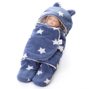 

Baby Blankets Newborn Double Layer Polar fleece Infant Swaddle Bebe Wrap Newborn Baby Bedding Blanket Bebe Sleeping Bags