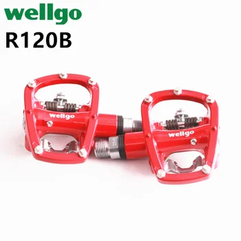 

Wellgo R120B MTB Mountain road Bike Clipless Pedals With Cleats SPD Compatible Bicycle Aluminum alloy self-locking pedal