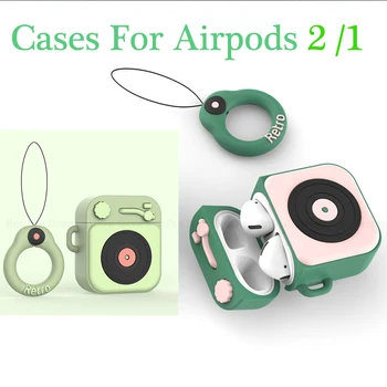 

Cases For Airpods 2 1 Hip Hop Phonograph Pattern For Air pods 2 1 Green Cute Couple Wirless Earphone Protector Capa Funda