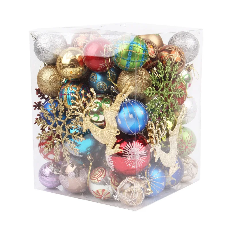 Красочные рождественские шары Рождественская елка кулон 60-70 пластиковые елочные игрушки Рождественские украшения - Цвет: colorful