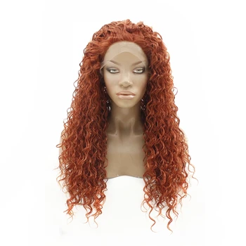

Ash Blonde Curly Wigs Kinky Curly Long Hair Hand Tied Lace Front Wig Affordable Synthetic Fiber Hair for Women