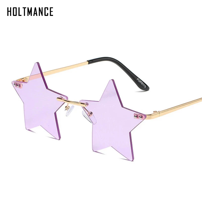 

Vintage Unique Star Shape Mirror Rimless Sunglasses Women Fashion Clear Ocean Lens Eyewear Men Trending Sun Glasses Shades UV400