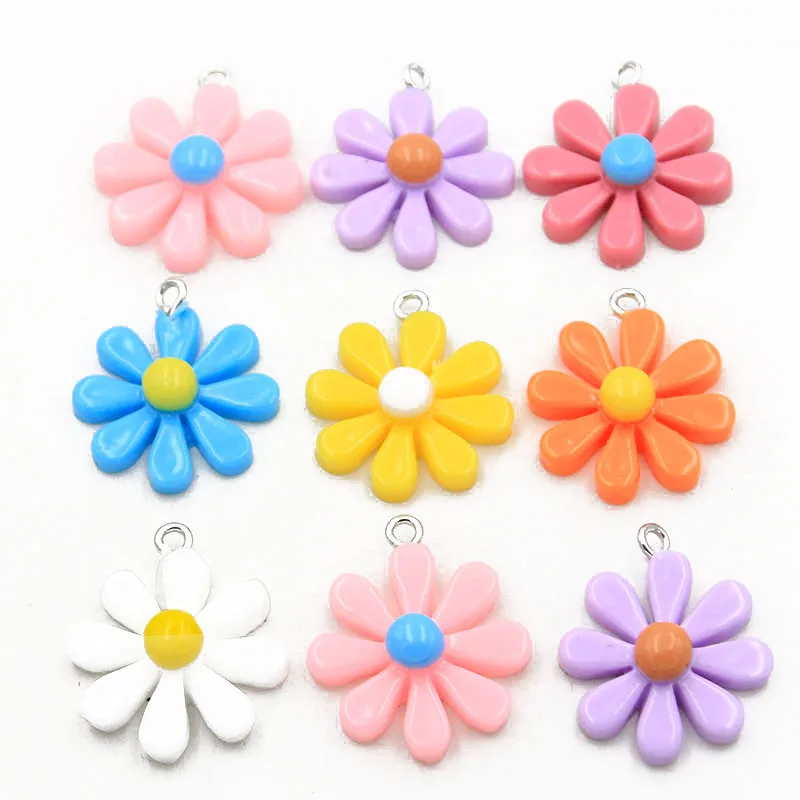 

10PCS 20X25mm 7 Colorful Daisy Flower Flatback Resin Cabochons Scrapbook Craft DIY Embellishments Decor Headwear Accessories